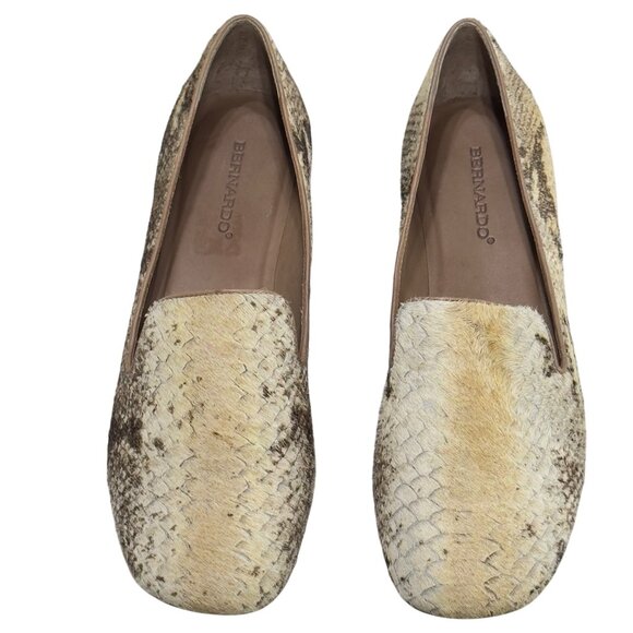BERNARDO Womens Emma Snake Embossed Genuine Calf Hair Loafer Flat Size 11M - Picture 3 of 11